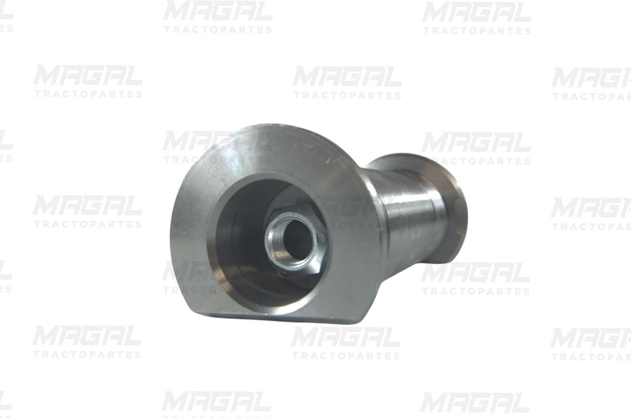 Vista del adaptador para buje lateral Hendrickson con rosca interior, ideal para montaje preciso en suspensión de eje.