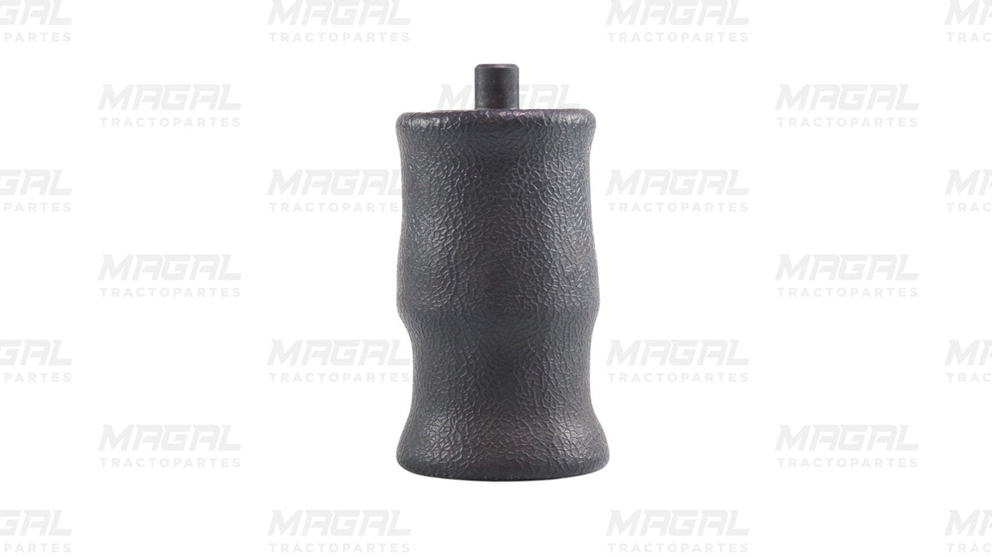 Vista lateral de la bolsa de aire para cabina Volvo modelo 1S4-074, fabricada en goma negra con superficie texturizada y conexión superior