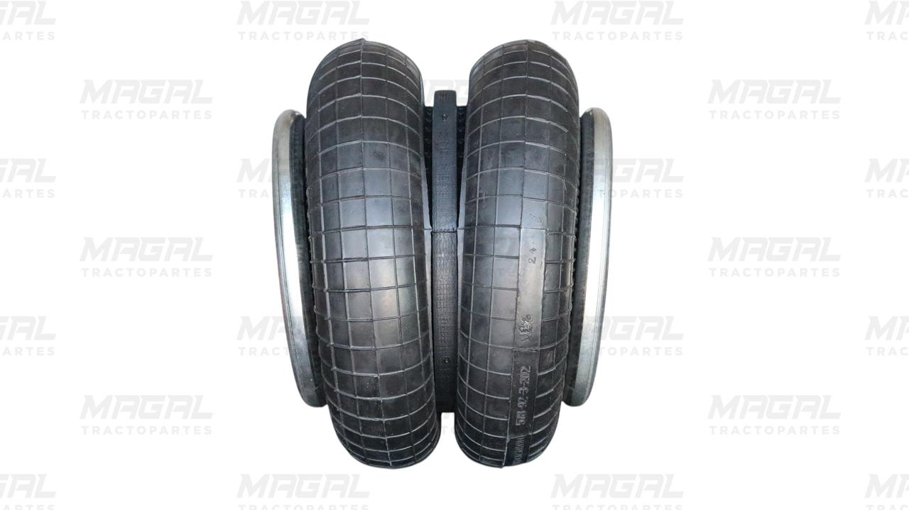 Vista lateral de la bolsa de aire Goodyear 2B9-200-00 con doble fuelle de caucho reforzado