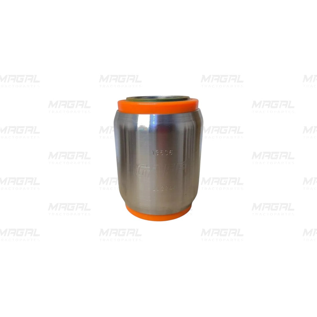 Buje metálico grande con extremos color naranja del modelo GAFF 13505, mostrado en vista frontal sobre fondo blanco