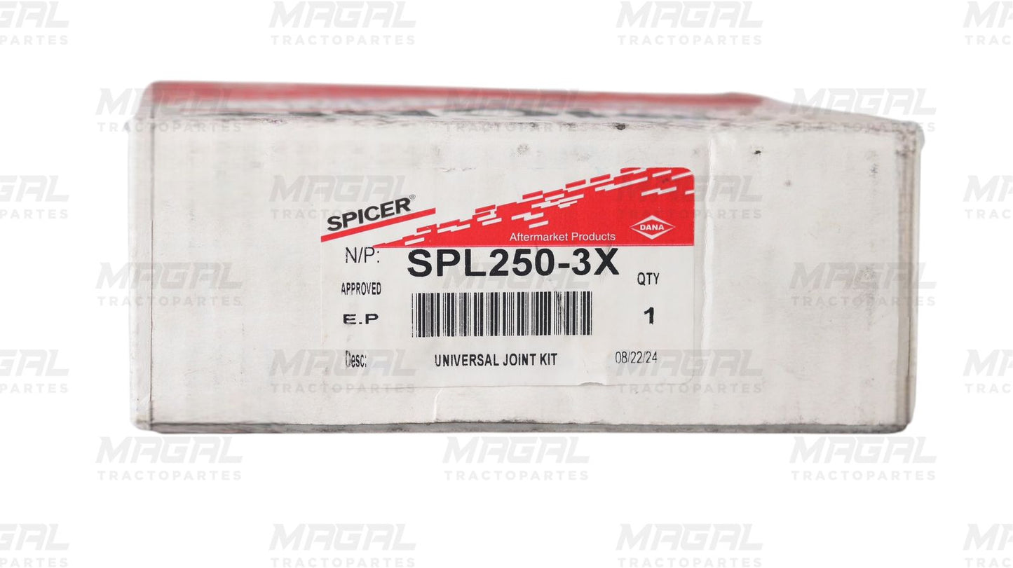 Etiqueta de la caja Spicer SPL250-3X Universal Joint Kit con logotipo de Dana.