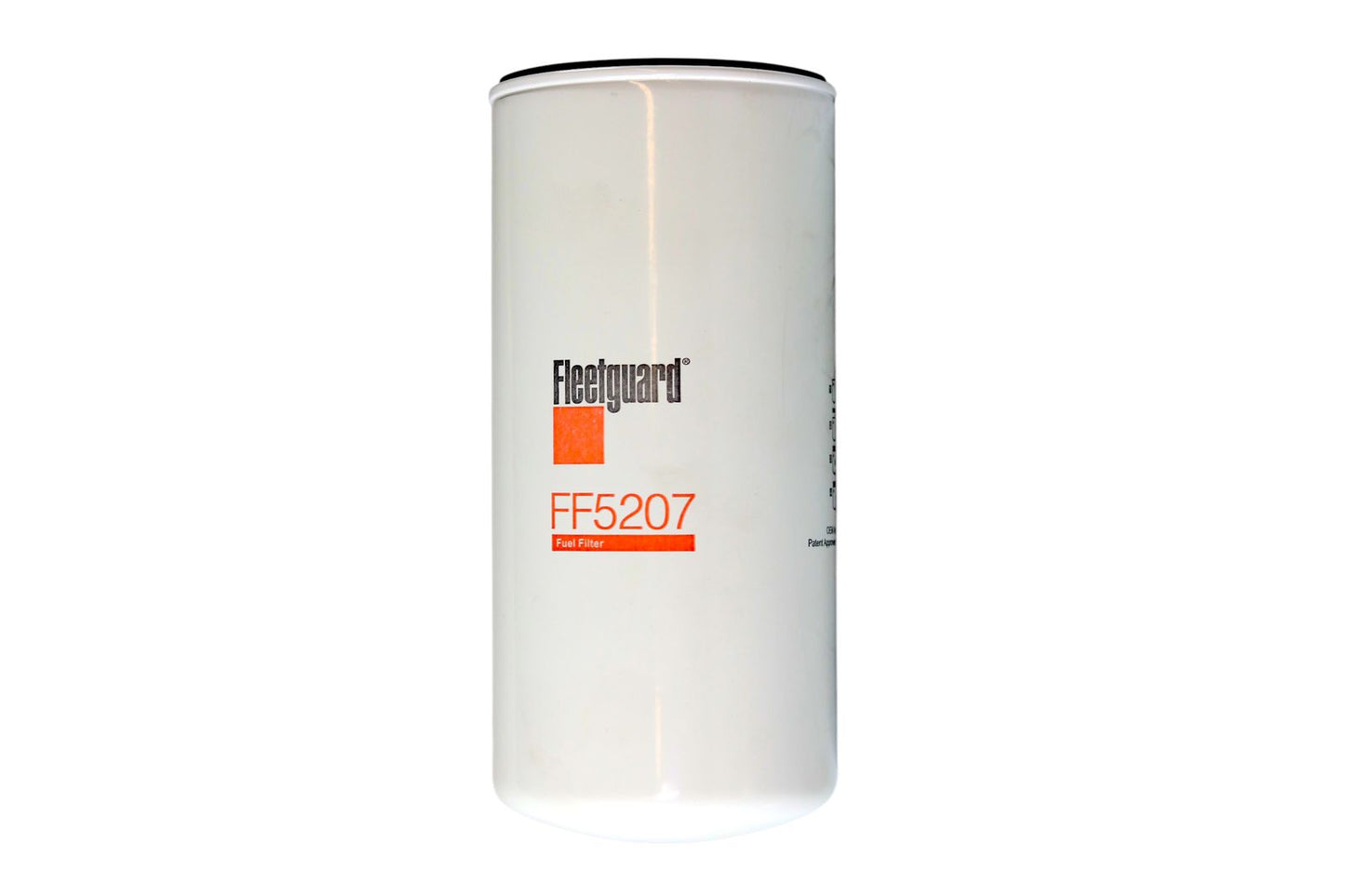 Vista frontal del filtro para combustible Fleetguard FF5207, compatible con aplicaciones diésel y reemplazo del Donaldson P556915.