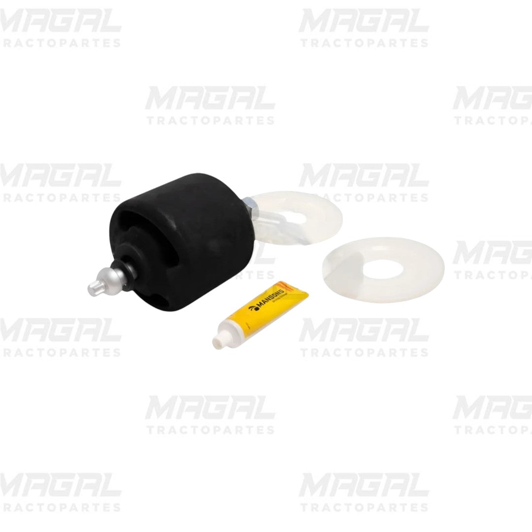 Kit de Buje Trifuncional Quick Align corto marca Mansons con arandelas metálicas, lubricante incluido y vista angular de las piezas