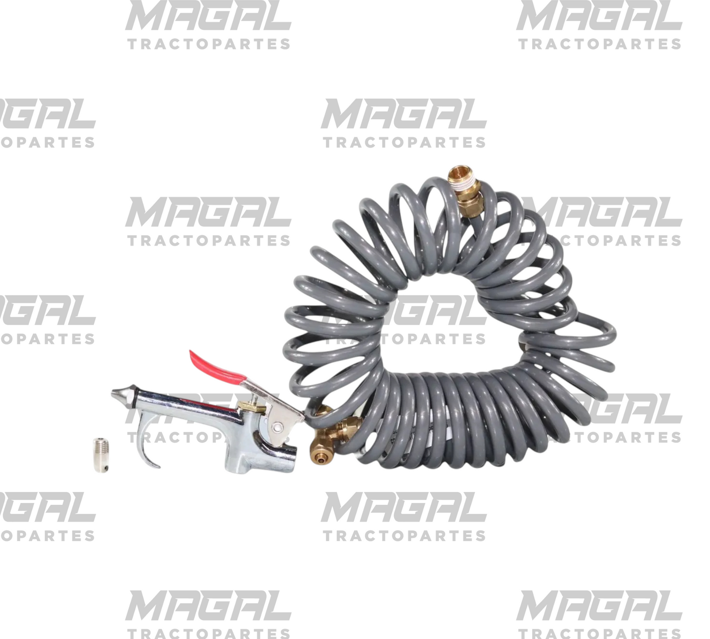 Kit de manguera para sopletear de aire de 12 pies en color gris oscuro con pistola metálica y conectores