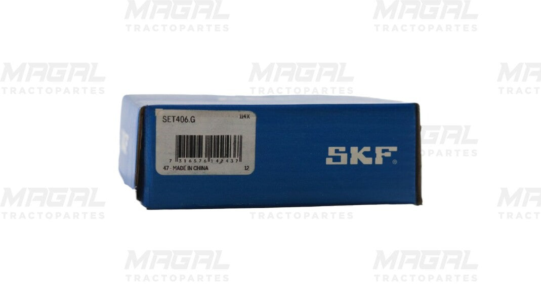 fotografía del empaque del set de balero espiga conica 406 de la marca SKF