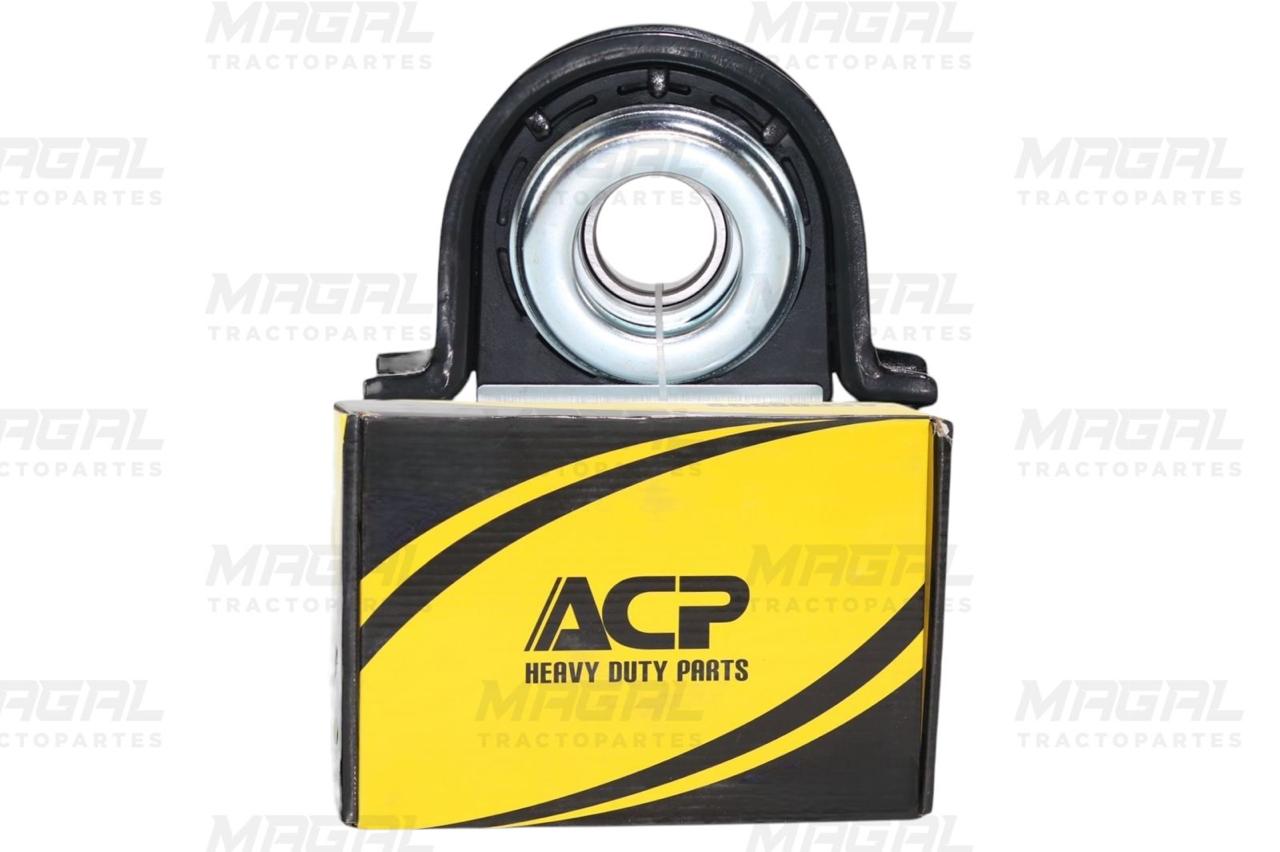 Soporte de barra cardán ACP 509 con caja original amarilla, ideal para sistemas de transmisión pesada