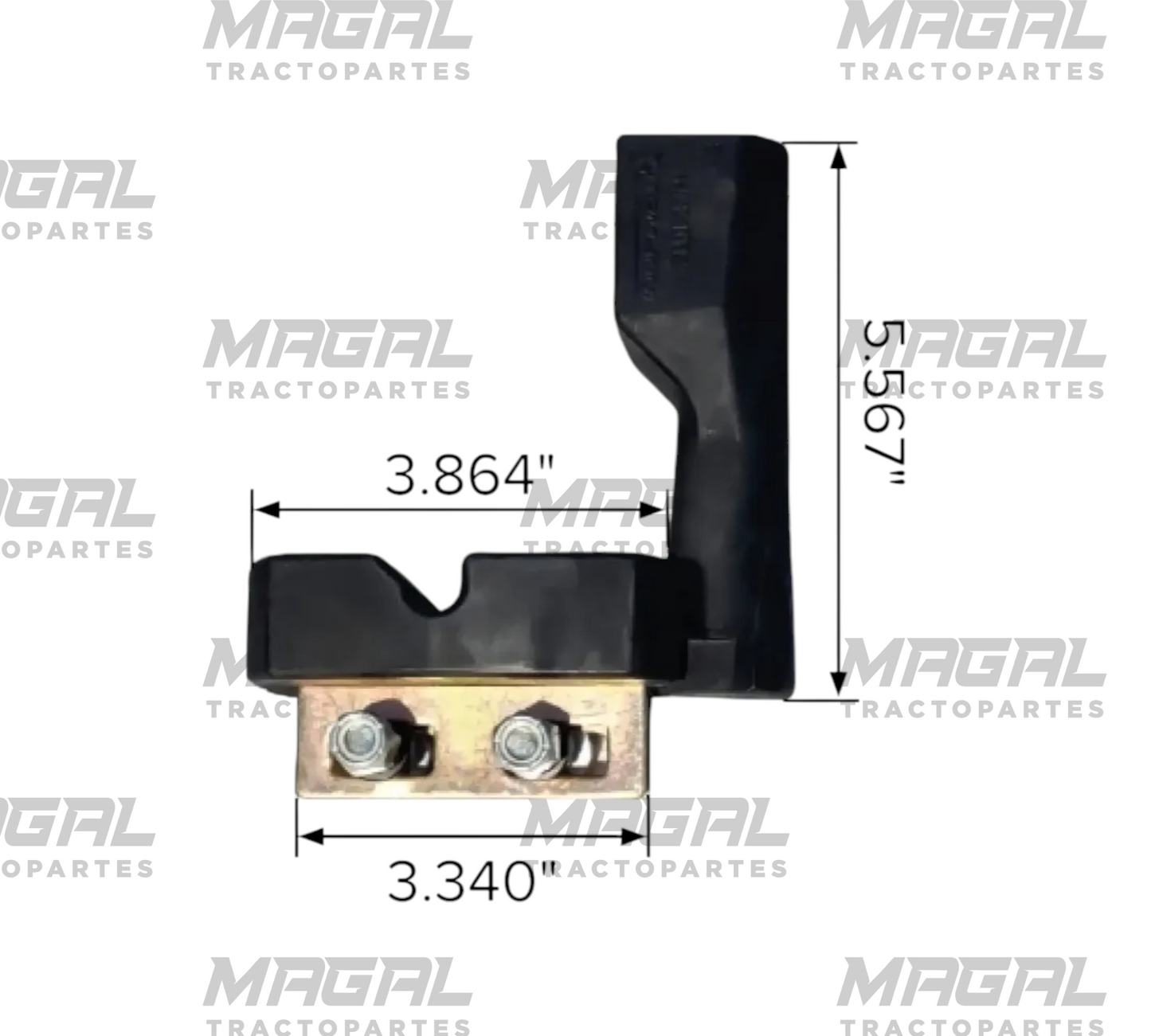 Pieza individual del soporte de cierre de cofre compatible con modelos Century Class; base con dos pernos y brazo en ángulo