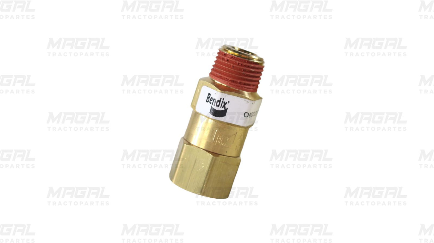Válvula de Retención SC-3 marca Bendix de latón con rosca roja para sistema de aire en tractocamión