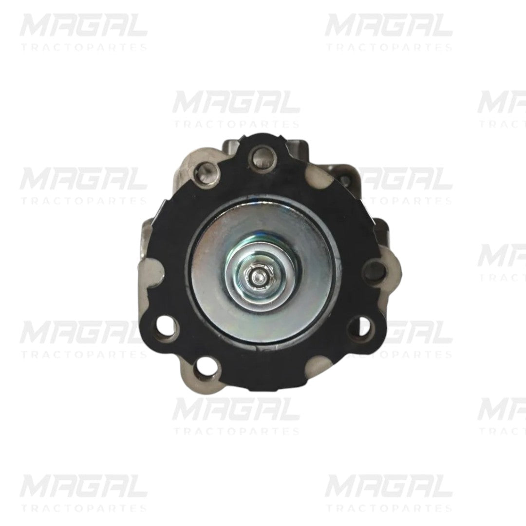 Vista inferior de válvula de relevo Bendix, mostrando la base metálica del componente para sistema de frenos de aire en tractocamiones y camiones pesados