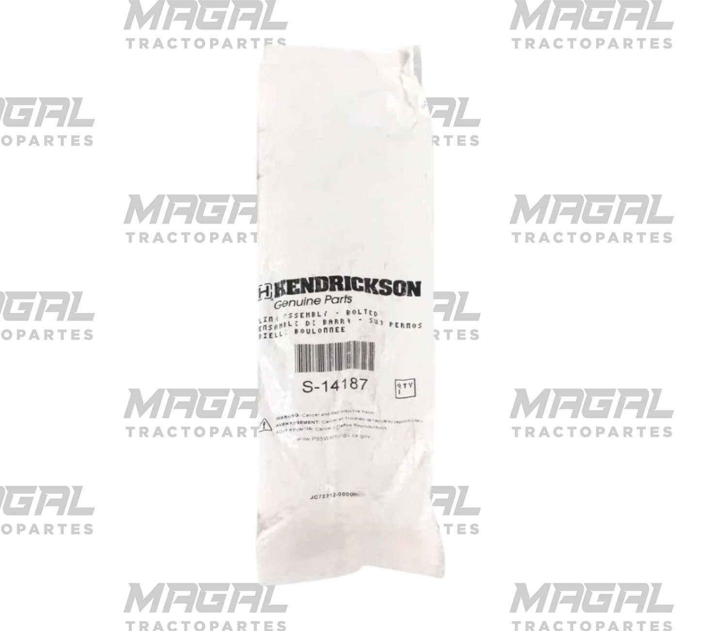 Bolsa blanca de refacción Hendrickson S-14187 con etiqueta impresa; empaque de varilla niveladora ajustable de 14 pulgadas