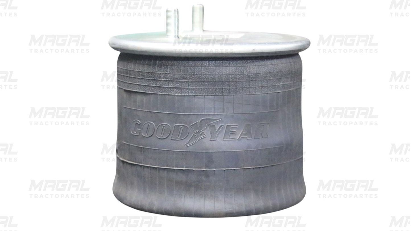 Vista lateral de la bolsa de aire Goodyear modelo 1R14-171-00, con logo en relieve y doble espárrago superior visible.