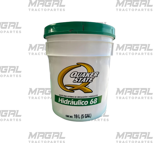 Aceite hidráulico 68 Quaker State en cubeta de 19 litros, vista frontal