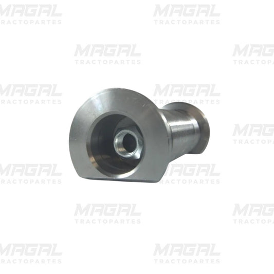 Adaptador metálico para buje lateral de suspensión Hendrickson modelo 45000-007L, vista en ángulo mostrando entrada roscada y cuerpo cilíndrico