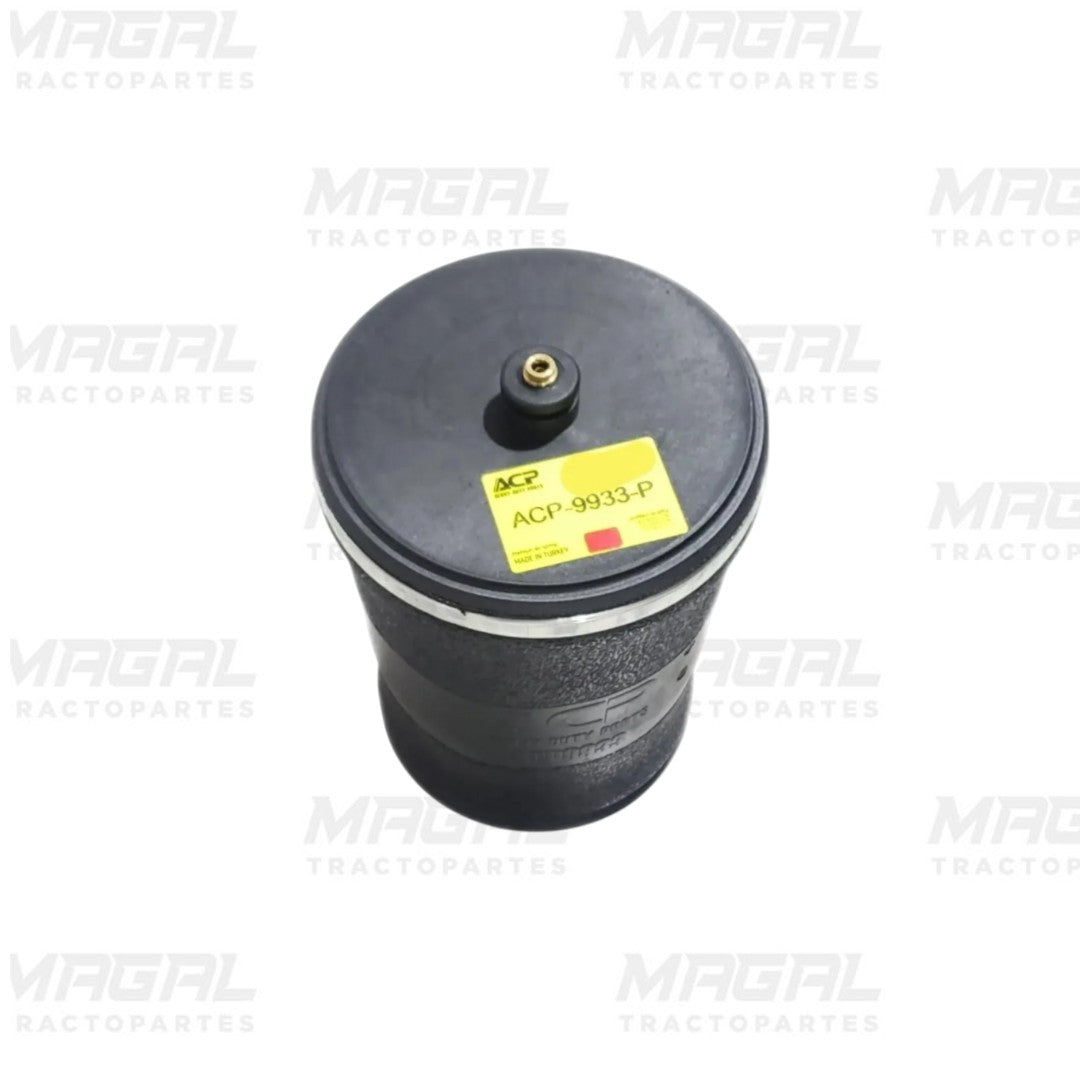 Bolsa de aire ACP-9933-P negra con etiqueta amarilla y puerto de conexión central