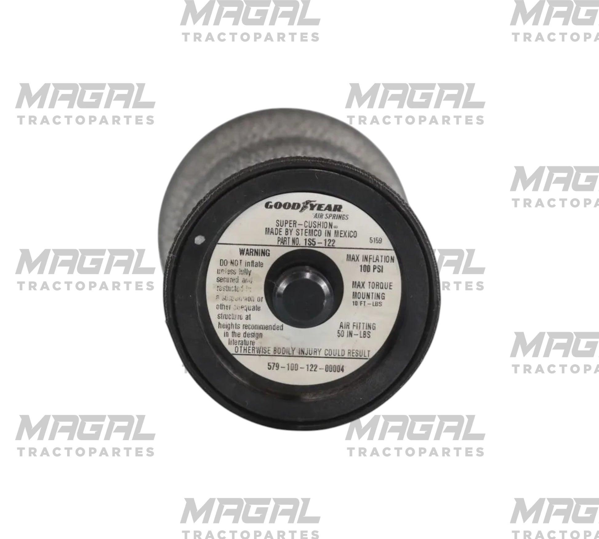 Etiqueta en la base de la bolsa de aire de cabina Goodyear 1S5-122 para Paccar