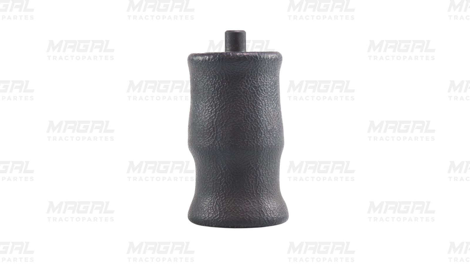 Vista lateral de la bolsa de aire para cabina Volvo modelo 1S4-074, fabricada en goma negra con superficie texturizada y conexión superior

