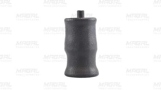 Vista lateral de la bolsa de aire para cabina Volvo modelo 1S4-074, fabricada en goma negra con superficie texturizada y conexión superior


