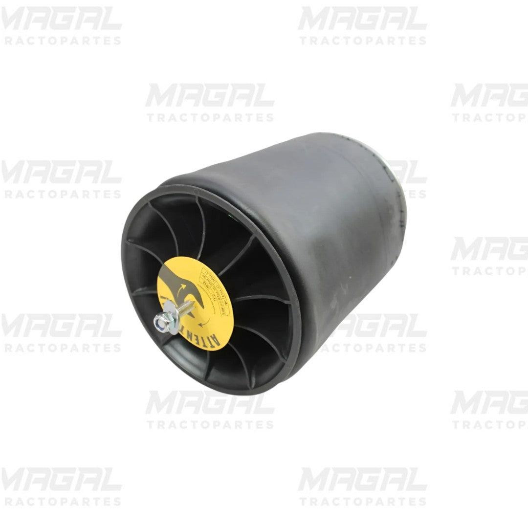 Bolsa De Aire 7897 para suspensión retráctil Hendrickson UBL S-23114, vista de base plástica color negro con centro amarillo y tornillo central.