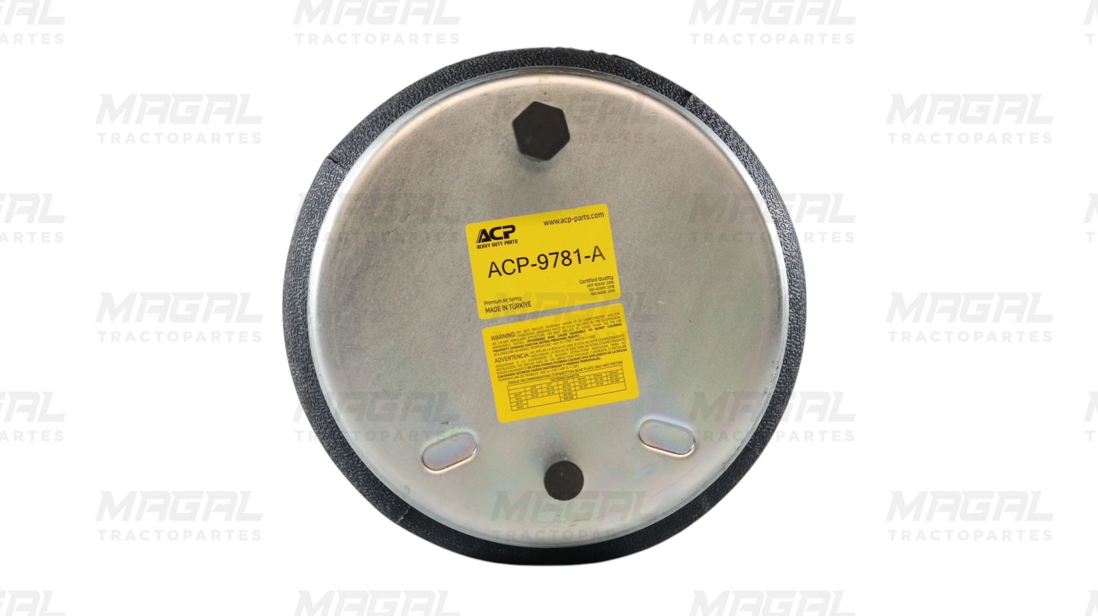 Etiqueta superior de la bolsa de aire ACP modelo 9781-A con especificaciones visibles

