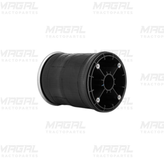 Bolsa de aire Goodyear 1r13-038 negra vista en ángulo lateral con base metálica y terminal plástica reforzada