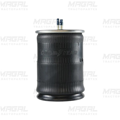 Vista frontal de la bolsa de aire Goodyear 1r13-038 con logotipo grabado en el cuerpo de caucho negro