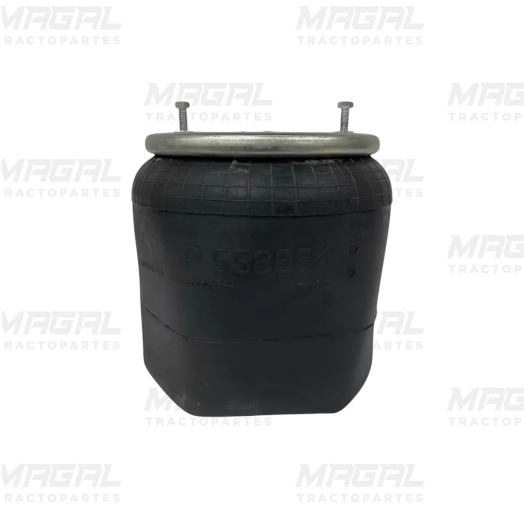 Bolsa de aire P558864 para suspensión de camión Kenworth T680 Americano, vista frontal con pines de montaje