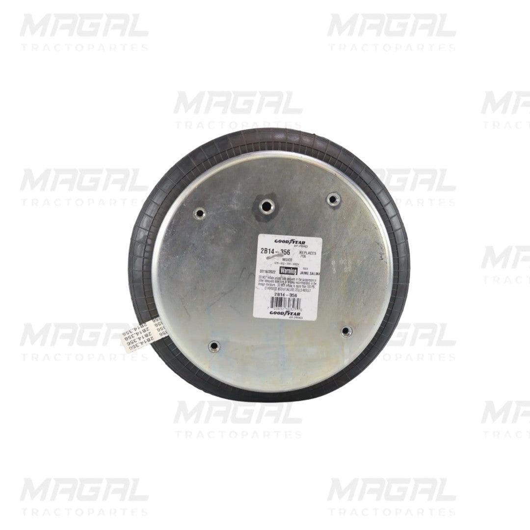 Vista superior bolsa de aire de suspensión 2B14-356 con identificador