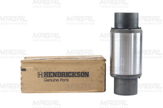 Buje Hendrickson original para suspensión, acompañado de su caja con logotipo y etiqueta de Genuine Parts.
