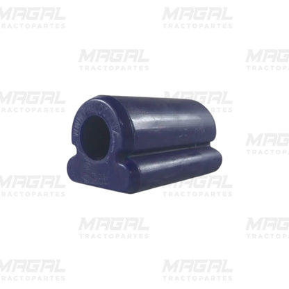Vista lateral de buje delantero OEM XB00111 tipo Holland en goma azul con inserto metálico para quinta rueda