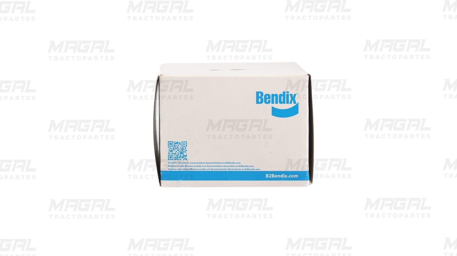 Caja original de la válvula de escape rápido Bendix modelo QR1 OR229859, con logotipo de la marca y código QR impreso para documentación del producto.

