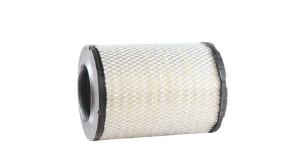 Vista lateral del filtro de aire primario Fleetguard AF478 con malla metálica protectora

