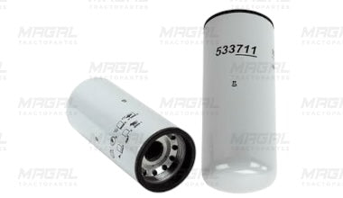 Filtro de combustible enroscable WIX 33711 tipo secundario, vista frontal y lateral con rosca expuesta y código impreso