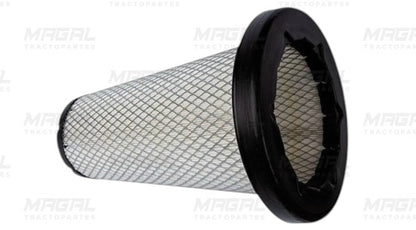 Filtro de aire WIX 49089 con diseño cónico y sello radial interno, recubierto por malla metálica en vista lateral inclinada