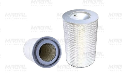 Filtro de aire WIX 42253 con vista frontal y vista del extremo superior que muestra la abertura y el material filtrante interno