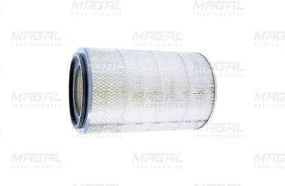 Vista lateral del filtro de aire WIX 42253 mostrando su estructura cilíndrica con malla metálica y sellado de goma en un extremo