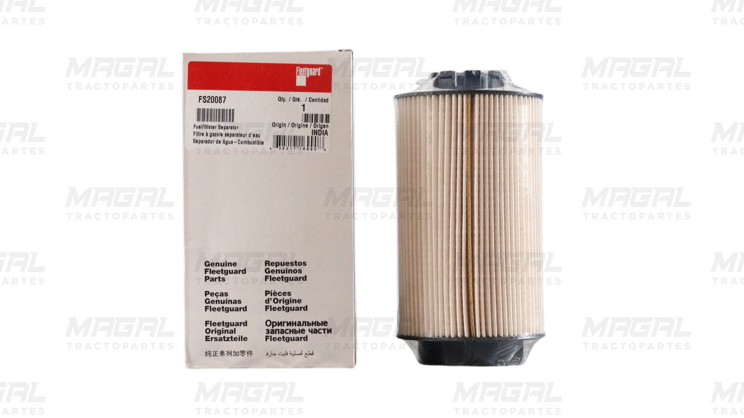 Imagen del filtro Fleetguard FS20087 separador de agua y combustible original para sistemas de inyección diésel con caja

