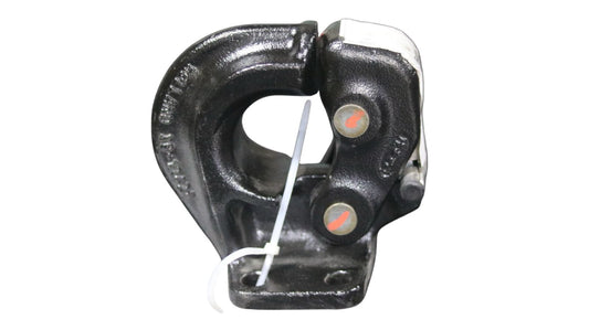 Gancho de remolque PH-30RP41 marca Holland, vista frontal con seguro de plástico, ideal para dollys en tractocamiones y remolques pesados

