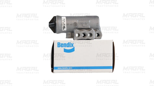 Gobernador de aire modelo D2 marca Bendix, ideal para regular la presión del sistema neumático en tractocamiones.


