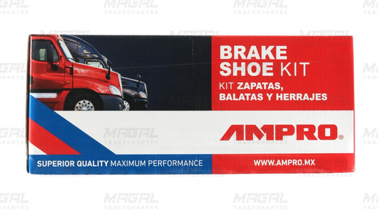 Empaque del juego de balata y kit de herraje 4515 JB marca AMPRO, ideal para sistemas de freno de tractocamiones