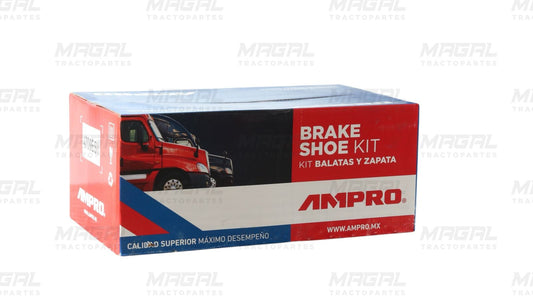 Caja del juego de balata con kit de herraje 4709 JB marca AMPRO, ideal para sistemas de freno de camiones y tractocamiones