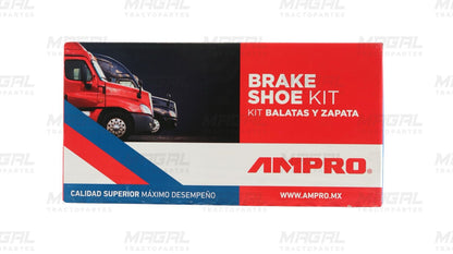 Caja del kit de balatas para frenos 4711 con zapata embalatada y herrajes, marca AMPRO, ideal para frenos de camiones