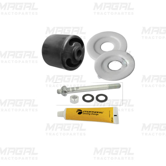 Kit de Buje Trifuncional Quick Align marca Mansons con tornillo de 7/8”, arandelas, lubricante y tuercas incluidos en vista frontal
