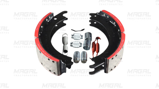 Kit completo de balatas y zapata 4702 JB con herrajes incluidos, resortes y pernos para freno de camión marca AMPRO