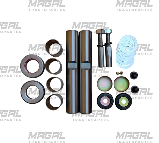 Kit de pernos de dirección para Isuzu ELF 2006–2024; dos pernos principales, casquillos, calzas y sellos en acabado plateado