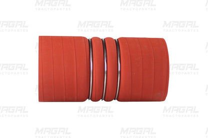 Manguera industrial Kysor MS-4X8-N con 3 aros de acero y cuerpo rojo de silicón, recomendada para flotas pesadas.

