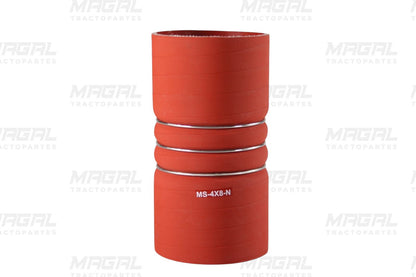Manguera roja de silicón Kysor MS-4X8-N con 3 anillos metálicos, ideal para sistemas de aire y temperatura elevada.

