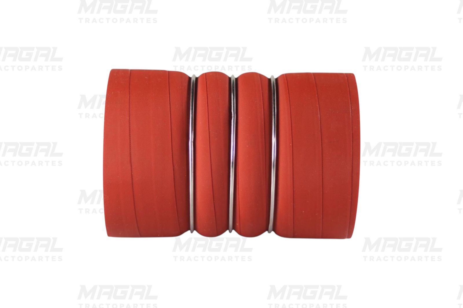 Vista lateral de manguera postenfriador PK-44X6 de silicona con doble refuerzo metálico

