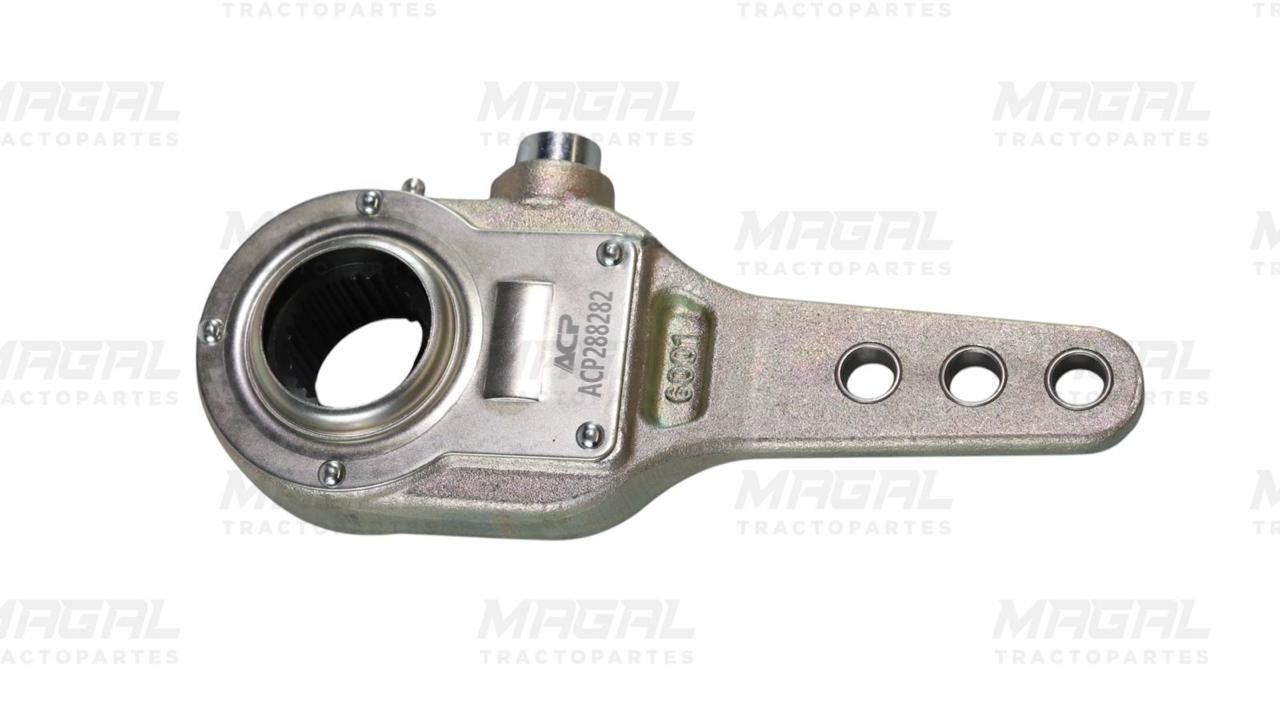 Vista lateral de matraca de frenos manual ACP modelo 288282 con 28 dientes y tres agujeros de ajuste

