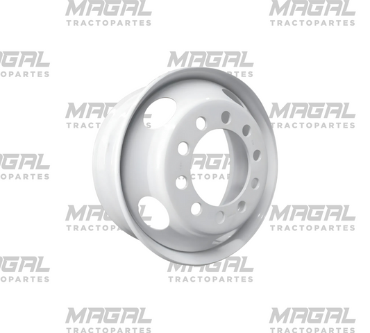 Rin de acero 11R24.5 blanco, 8000 lb, con tuerca y capuchón para tráiler