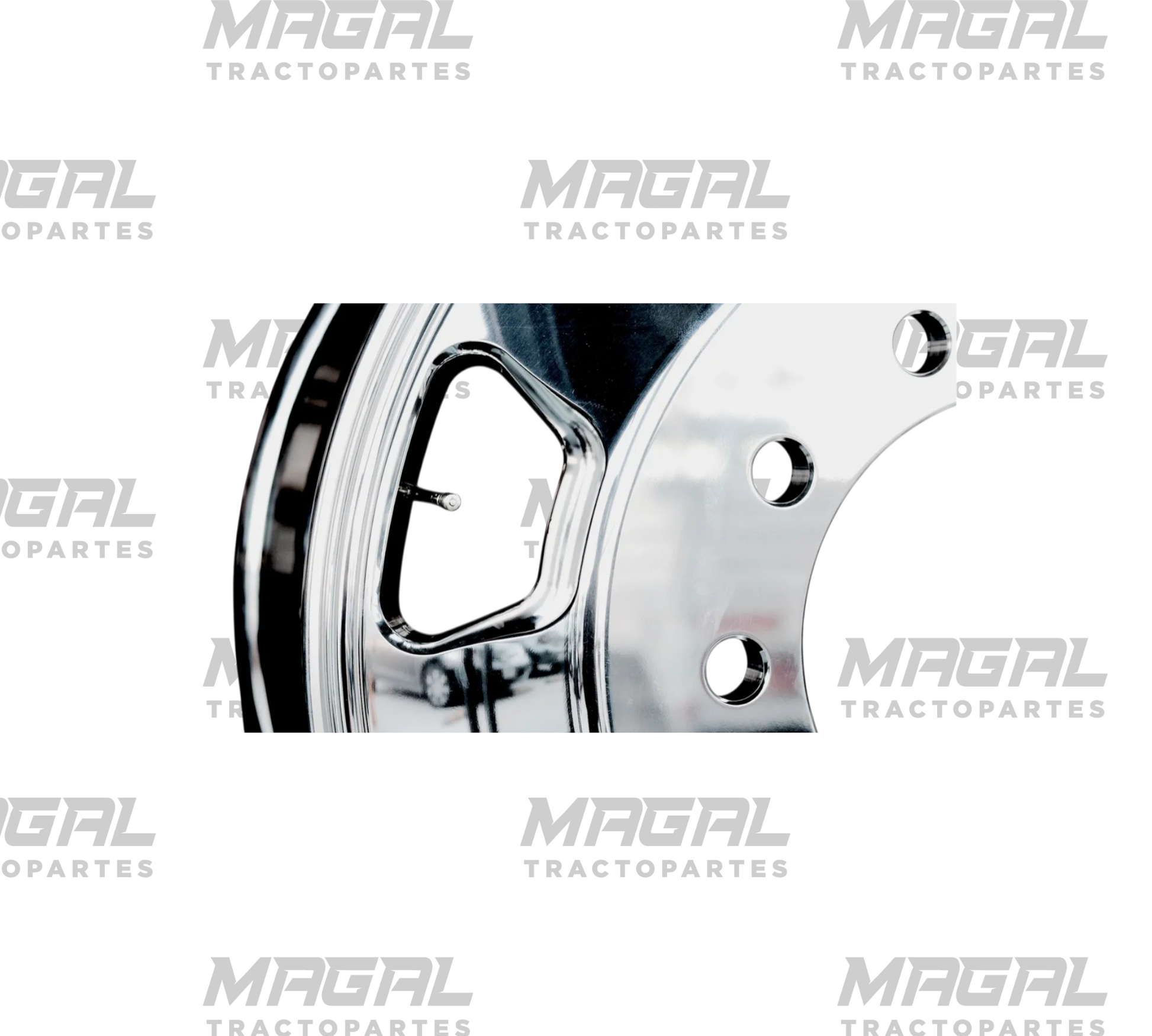 Detalle de rin de aluminio Unemon 24.5, 7 ventilas, acabado espejo tipo KW